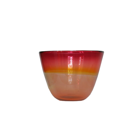 Mouth blown glass bowl in Red and Yellow