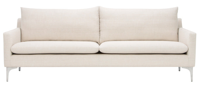 Anders two cushion sofa in natural sand tweed fabric