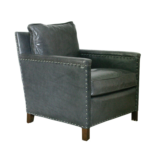 George Club Chair from Lee Industries in Grey Leather profile