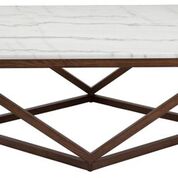 Jasmine coffee table with white marble top and walnut base