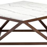 Jasmine coffee table with white marble top and walnut base