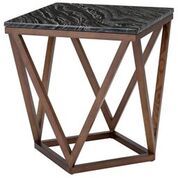 The Jasmine side table with black marble top and walnut base