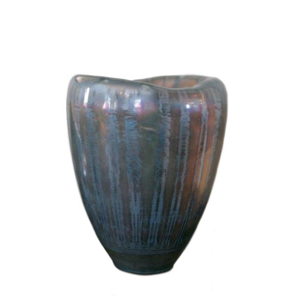 Iridescent glass vase in blue