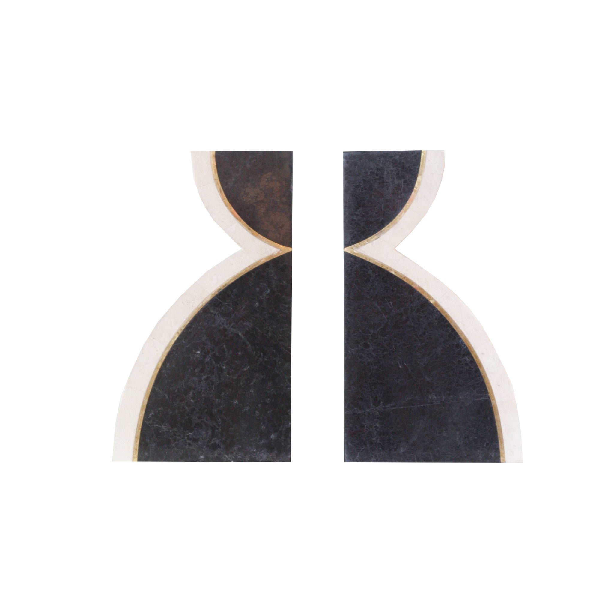 Black and White Inlaid Stone Bookends