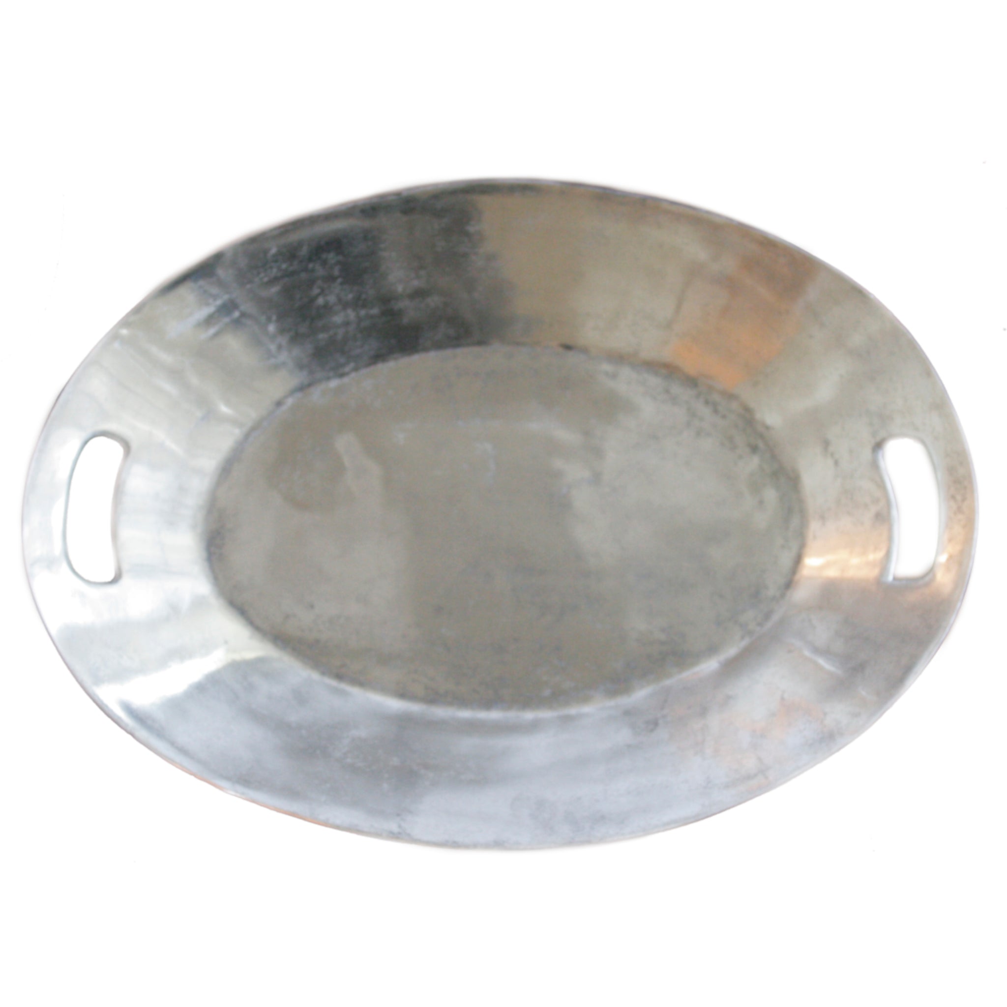 Oval tray in raw nickel