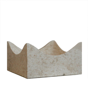 Modern square marble tray in cream marble