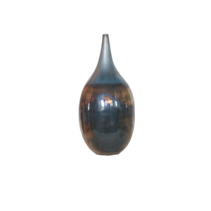 Medium iridescent glass vase in blue