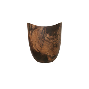 Large Assymetric Burned Wooden Vase