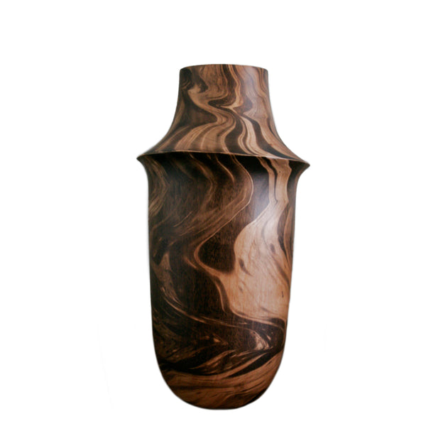 Medium Hand carved burnt Wood Vase