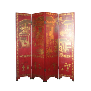 English Chinoiserie Screen in red