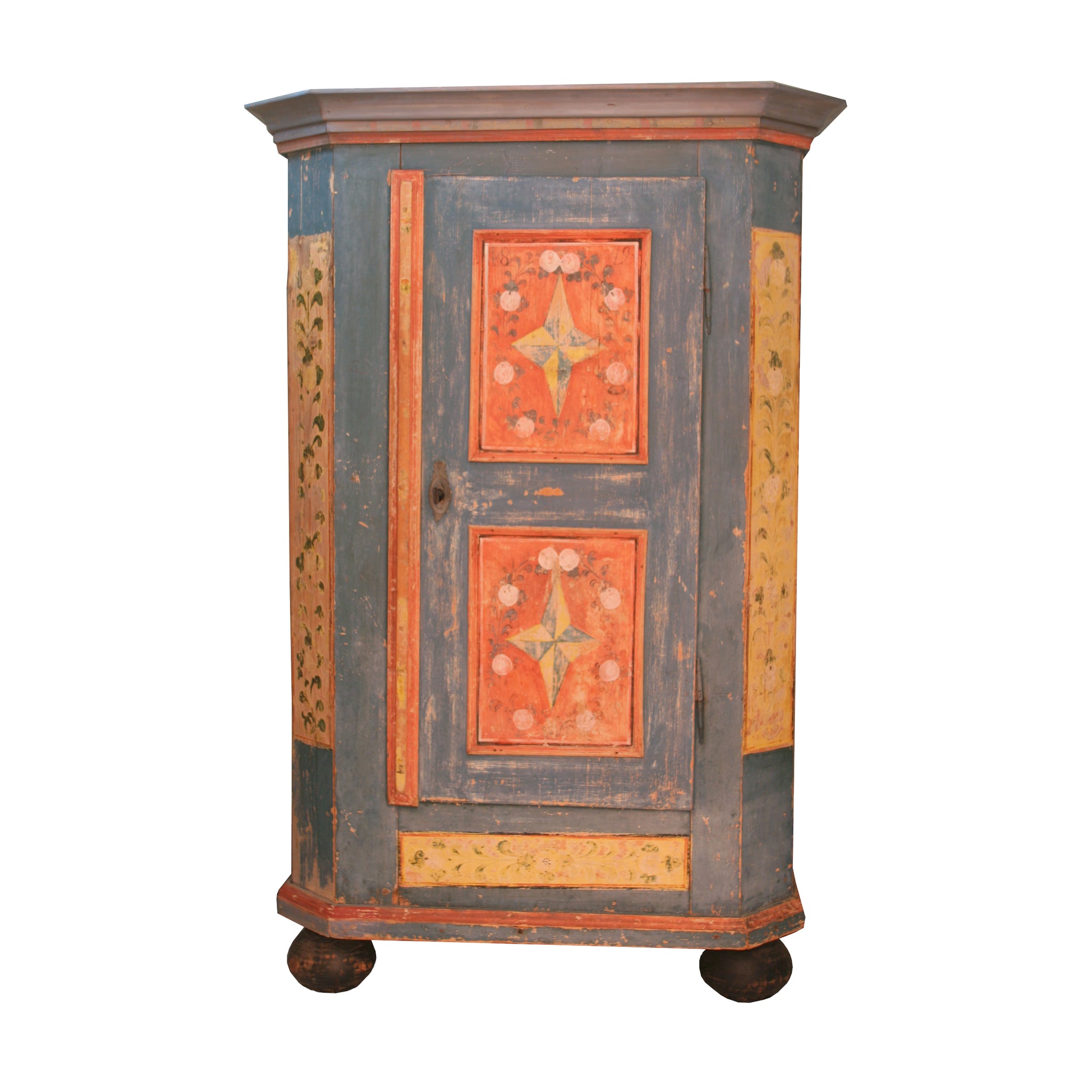 German painted cupboard with key