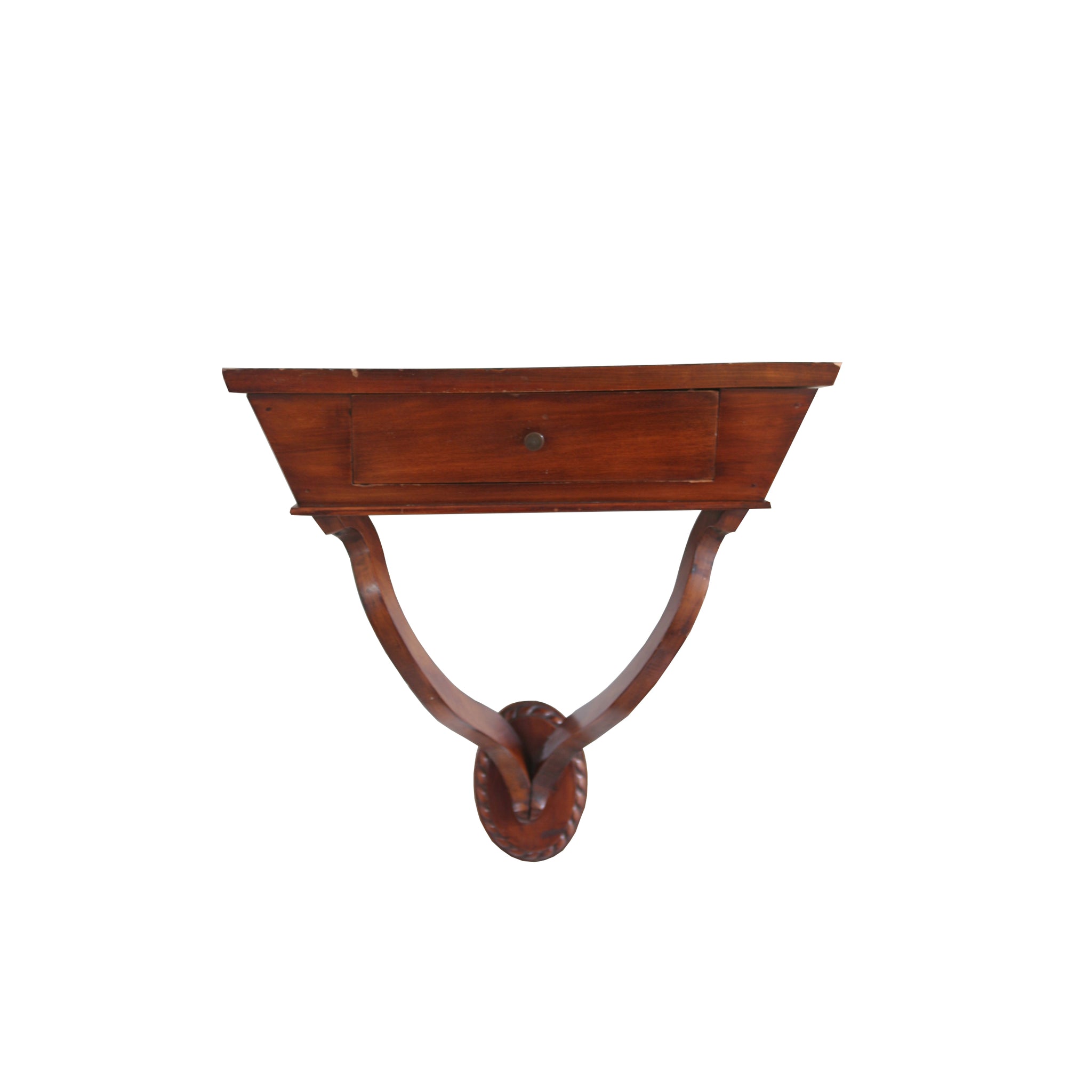 French mahogany wall bracket with drawer in light brown