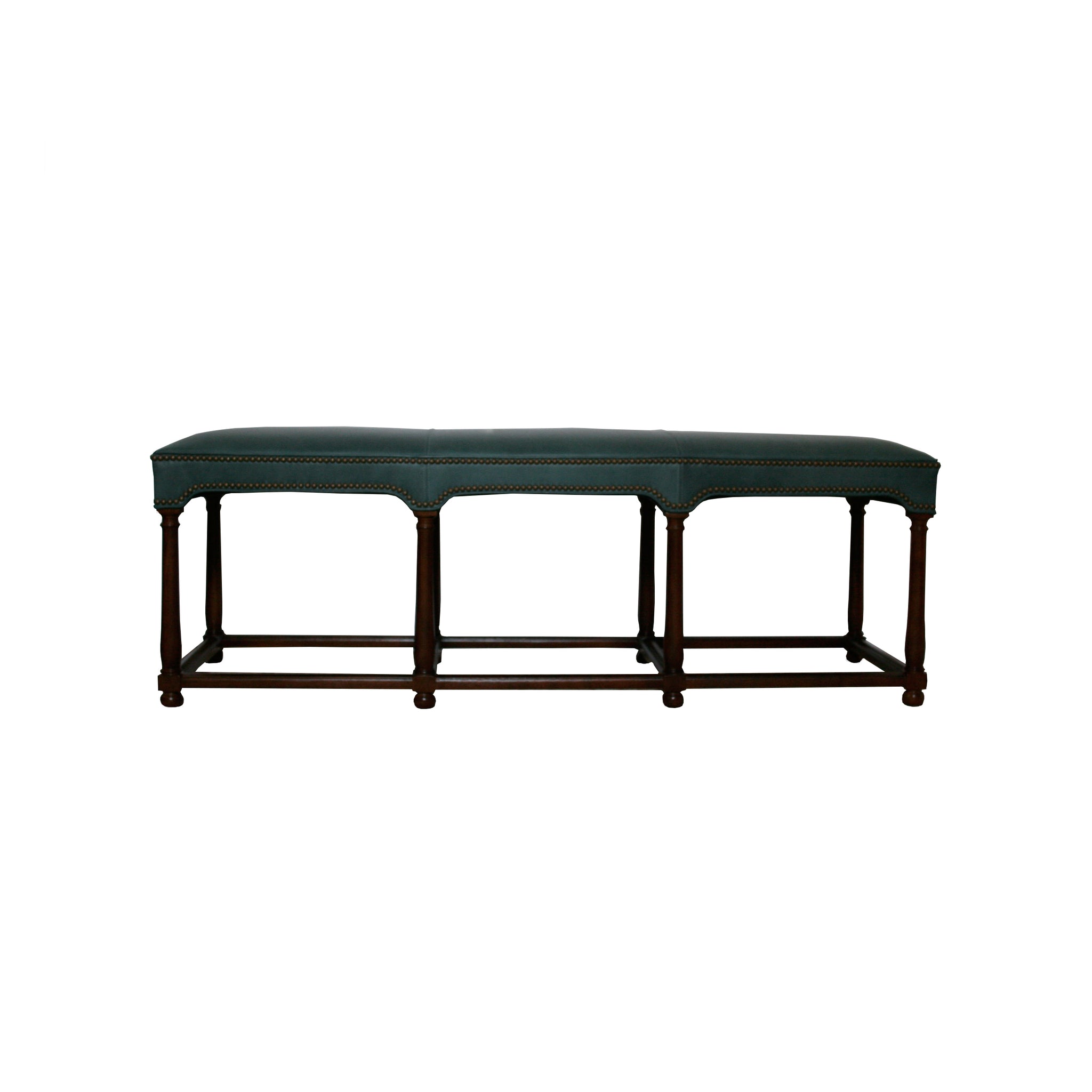 Marit Bench by Hickory Chair shown in Drama Green Vacona leather