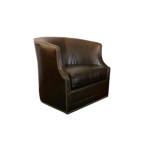 The Zelda Swivel Chair by Lee Industries in espresso leather