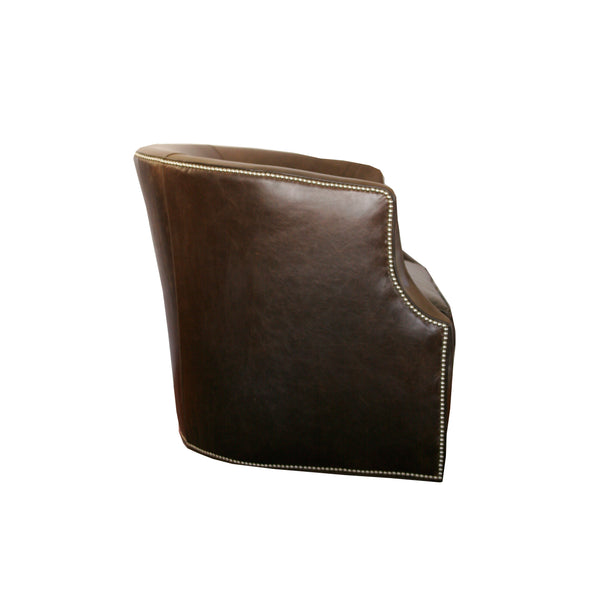 The Zelda Swivel Chair by Lee Industries in espresso leather