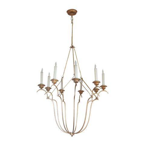 Belvedere Chandelier in Gilded Iron Wax with Natural Paper Shade