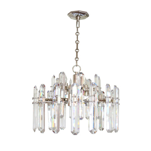 Bonnington Chandelier in Polished Nickel With Crystal