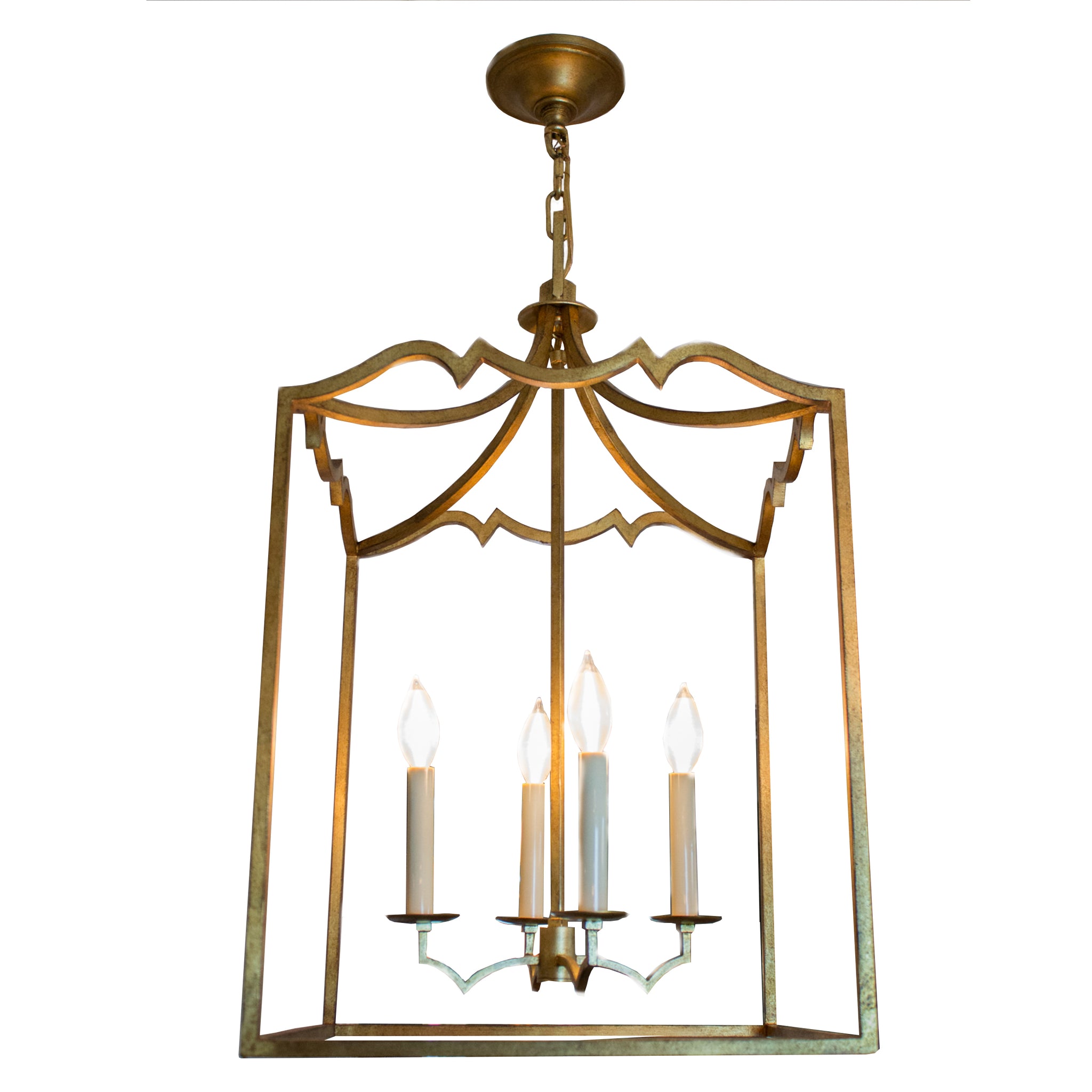 Darlana Medium Fancy Lantern in Gilded Iron