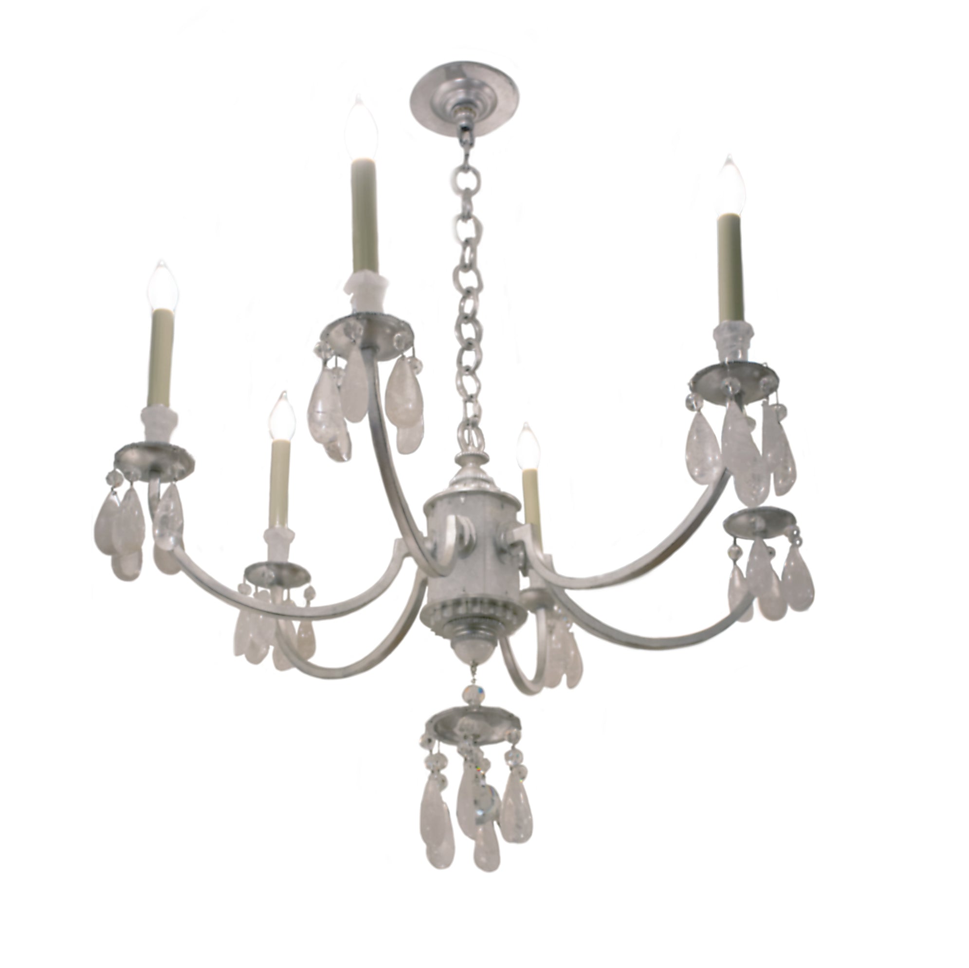 Elizabeth Chandelier in Burnished Silver Leaf with Quartz