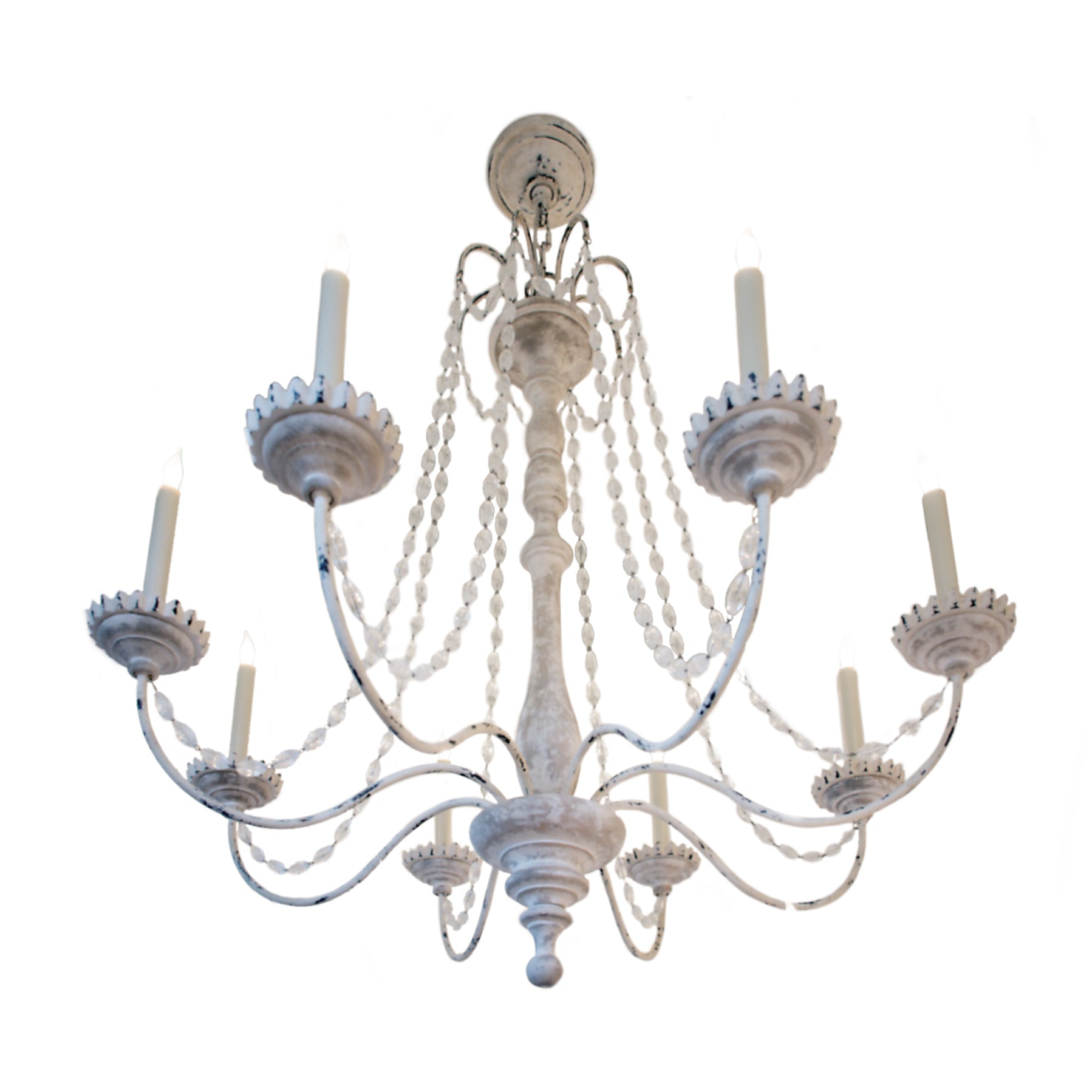 Flanders Chandelier In Belgian White with Seeded Glass Beads