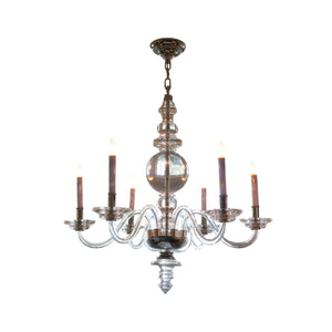 Large George II Chandelier by Visual Comfort & Co. in Crystal with Polished Nickel