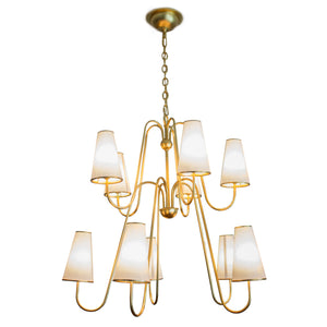 Montreuil Chandelier in Gild with Linen Shades