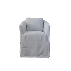 Maria slipcovered dining chair in aquamarine brushed cotton twill