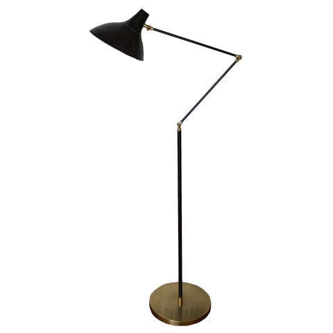 Charlton Floor Lamp in Black and Hand-Rubbed Antique Brass by AERIN for Visual Comfort & Co