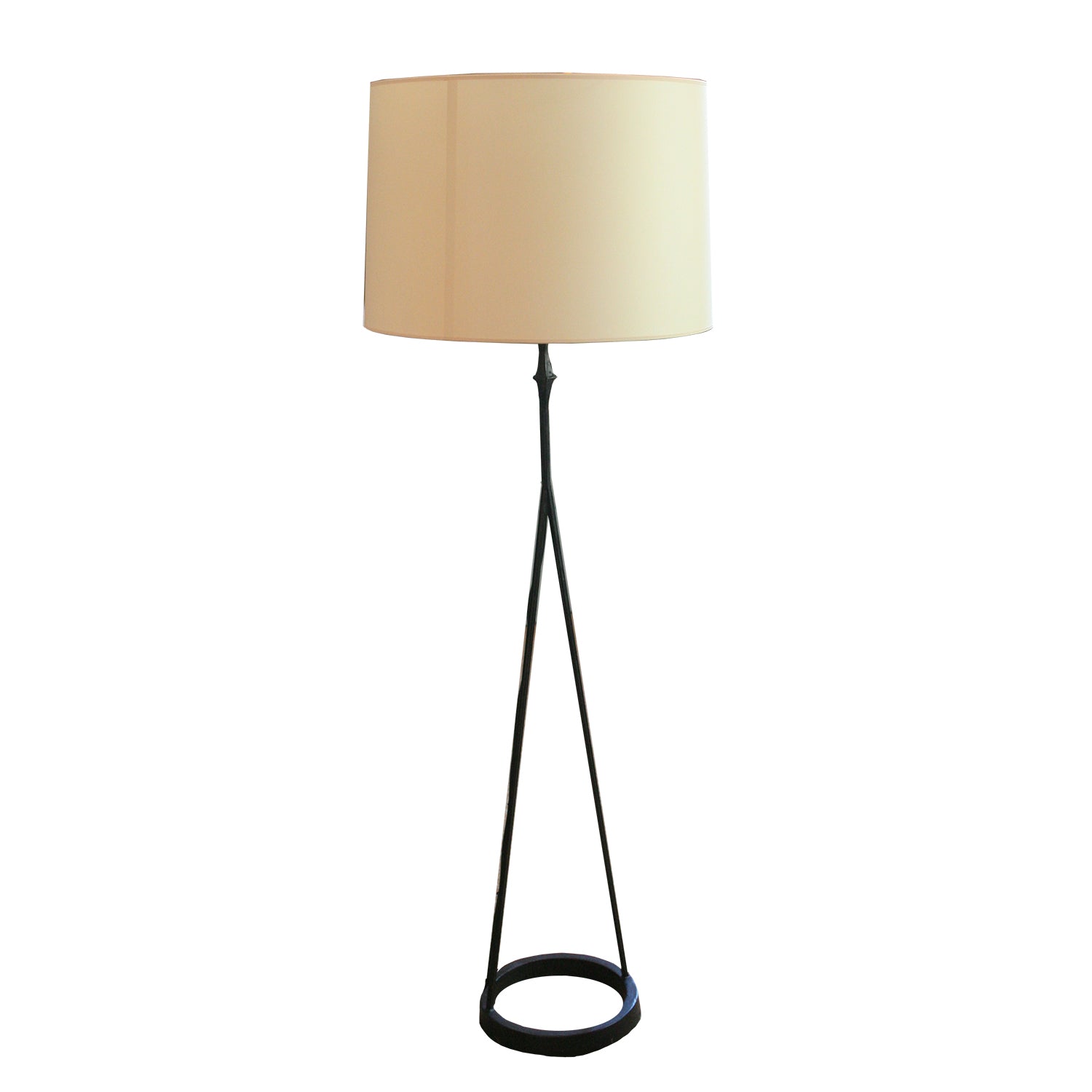 Dauphine Floor Lamp in Aged Iron with Natural Paper Shade