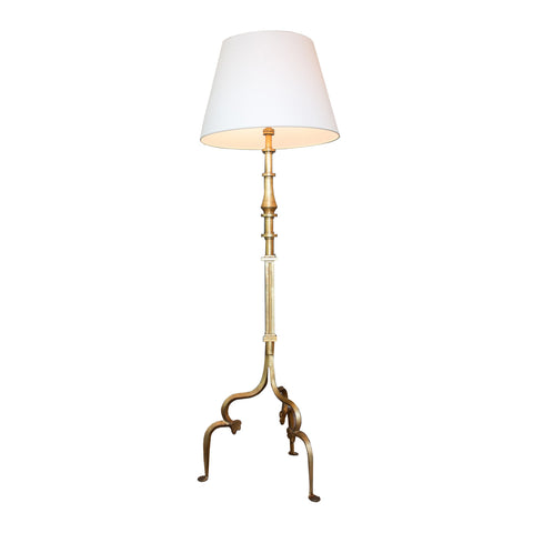 Madeleine Floor Lamp in Gilded Iron with Natural Paper Shade