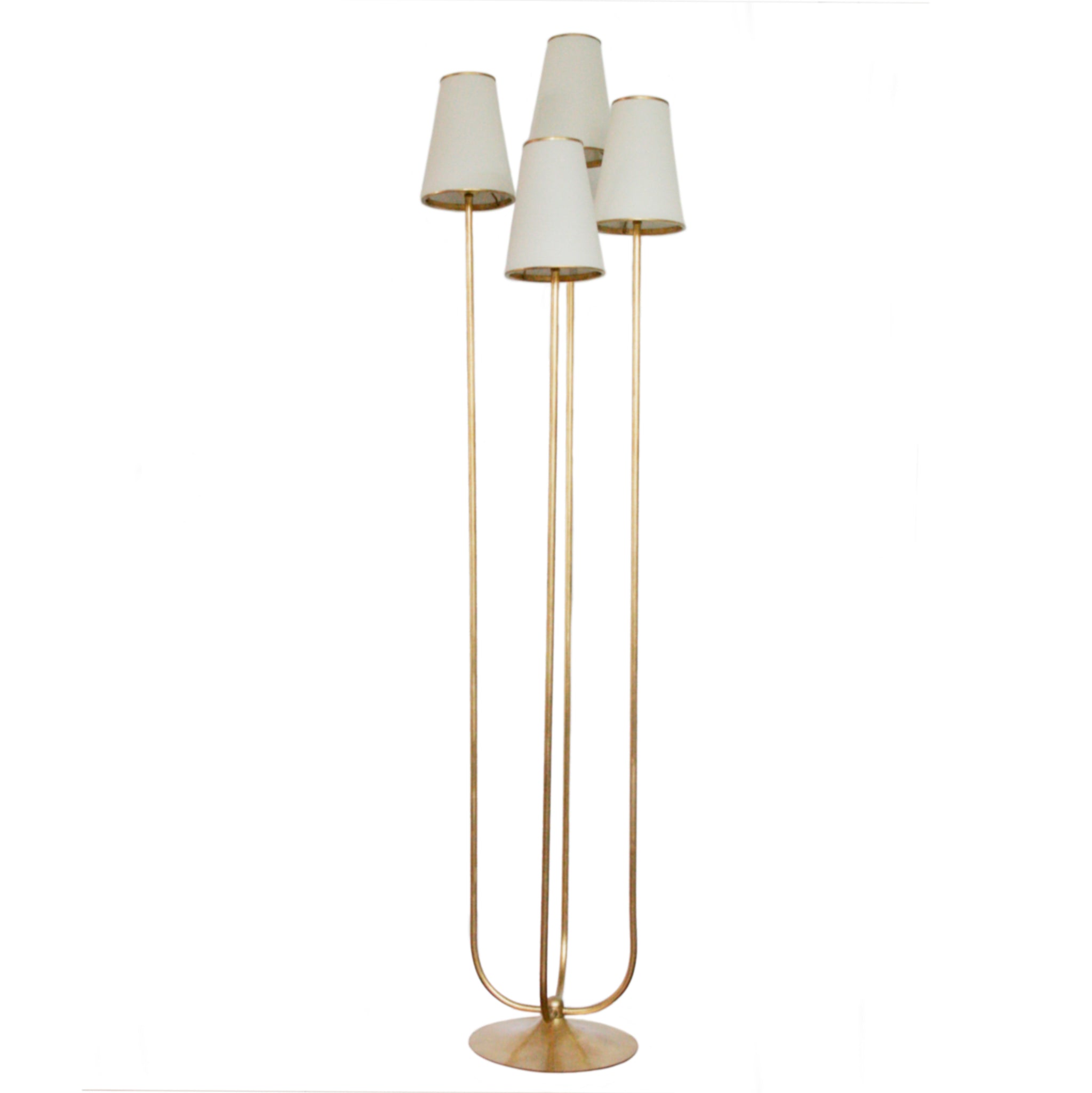 Montreuil Floor Lamp in Gild with Linen Shades