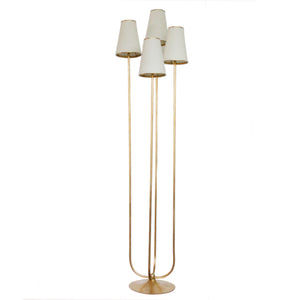 Montreuil Floor Lamp in Gild with Linen Shades