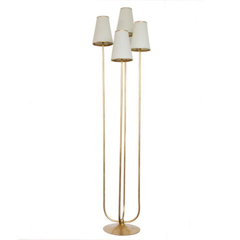 Montreuil Floor Lamp in Gild with Linen Shades