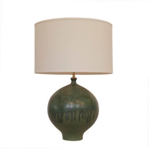 Gaois Table Lamp in Volcanic Verde with Linen Shade