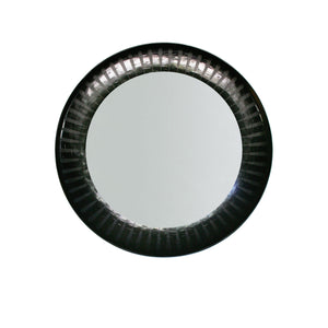 Patterned inlaid round mirror in black