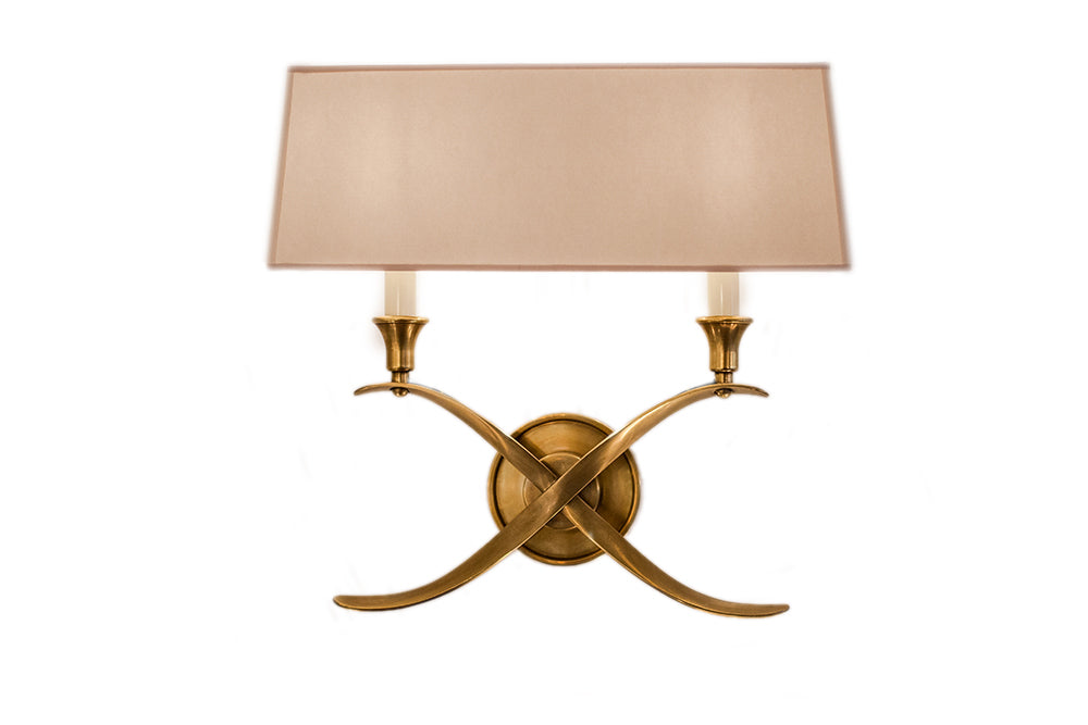 Cross Bouillotte Sconce in Antique-Burnished Brass