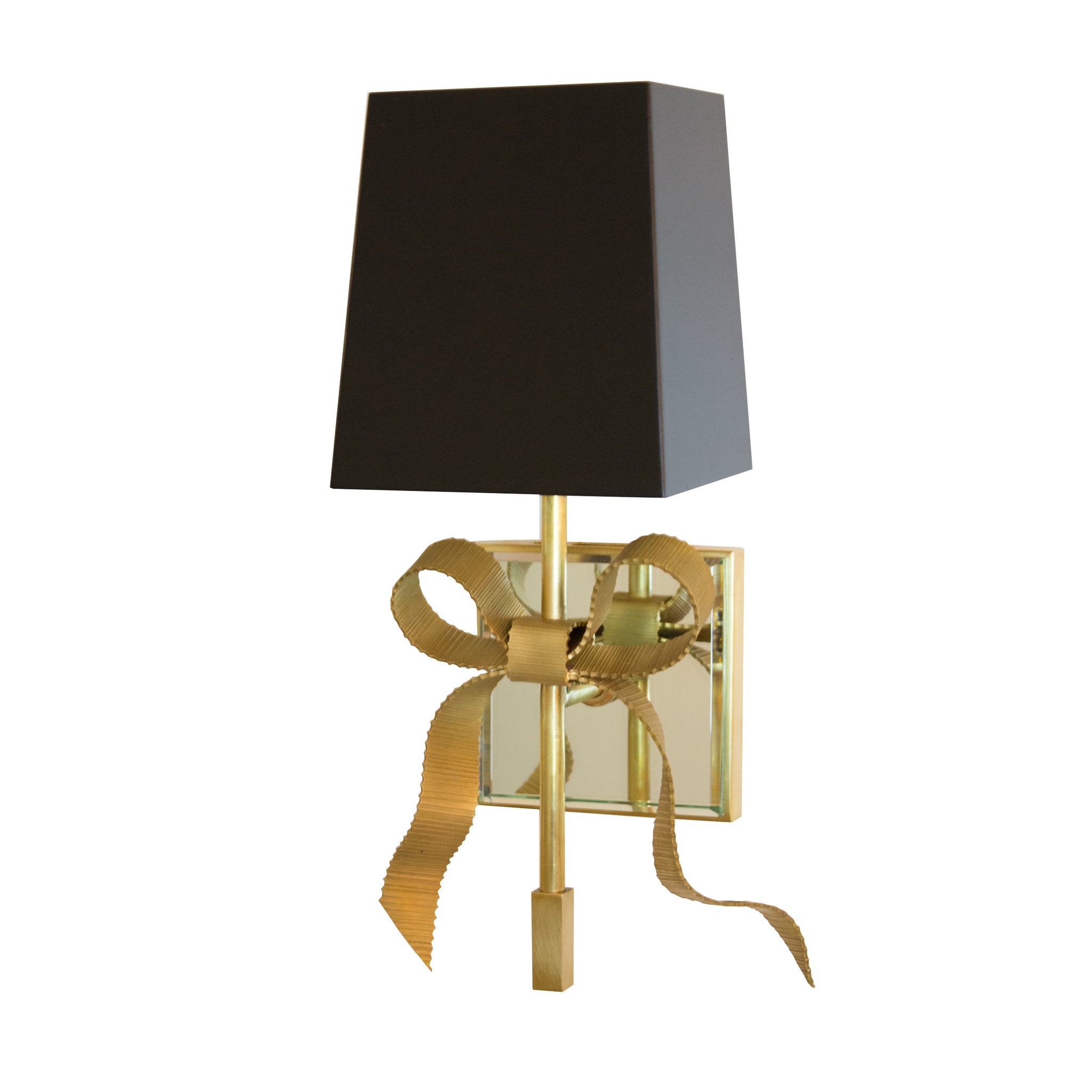 Ellery Gros-Grain Bow Small Sconce in Soft Brass with Black Shade