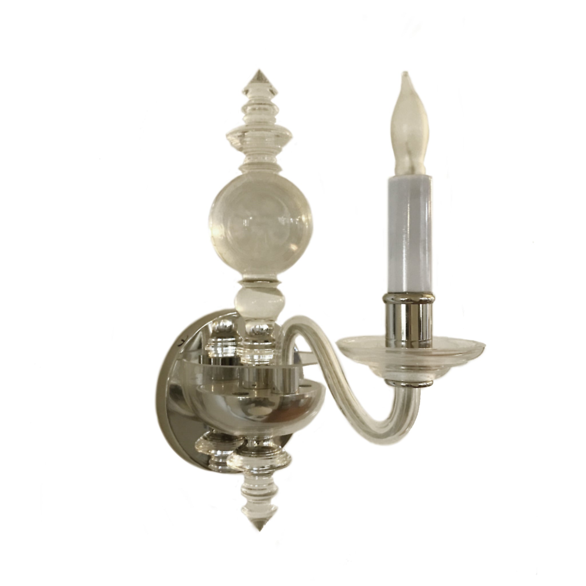 George II Single Sconce in Crystal with Polished Nickel