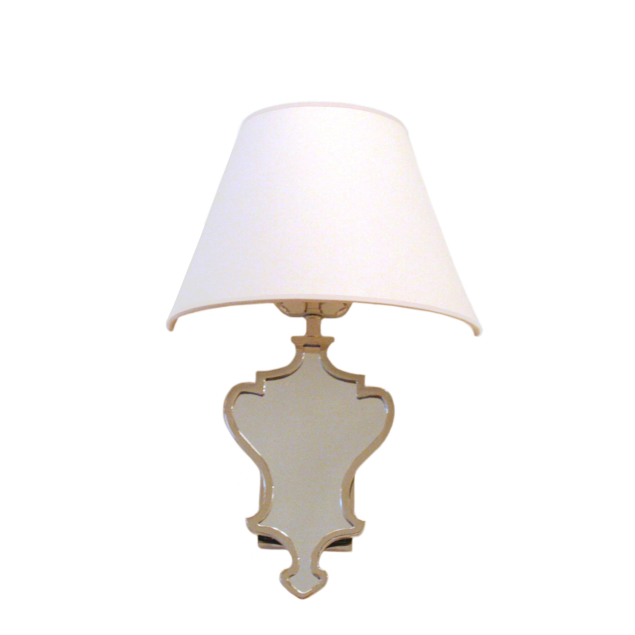 Madeline Small Mirrored Sconce in Polished Nickel with Natural Paper Shade