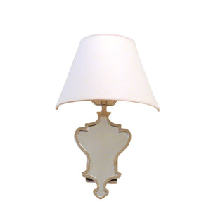 Madeline Small Mirrored Sconce in Polished Nickel with Natural Paper Shade