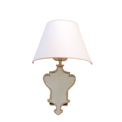 Madeline Small Mirrored Sconce in Polished Nickel with Natural Paper Shade