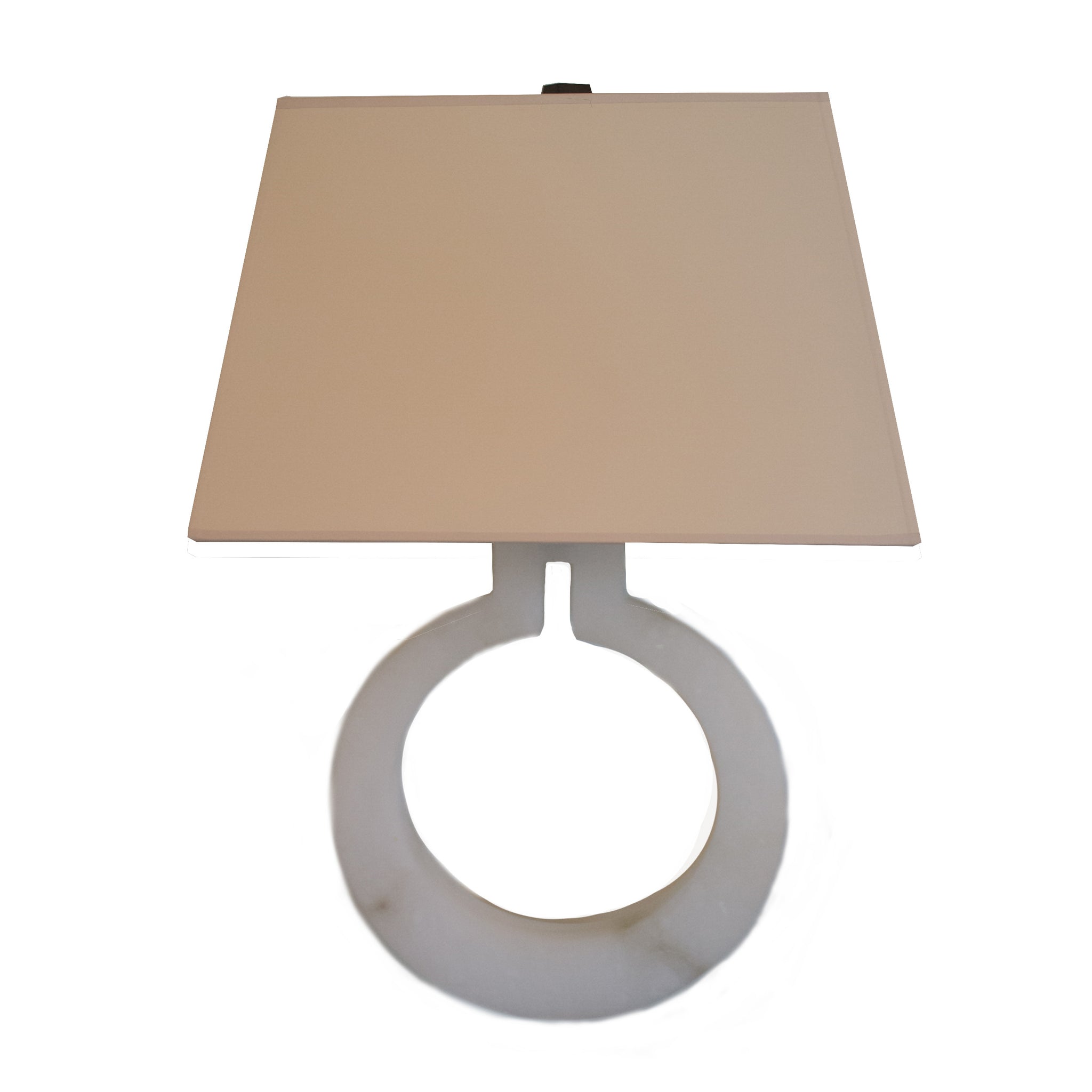 Ring Form Large Wall Sconce in Alabaster with Natural Paper Shade