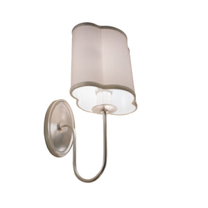 Simple Scallop Wall Sconce in Soft Silver with Silk Shade