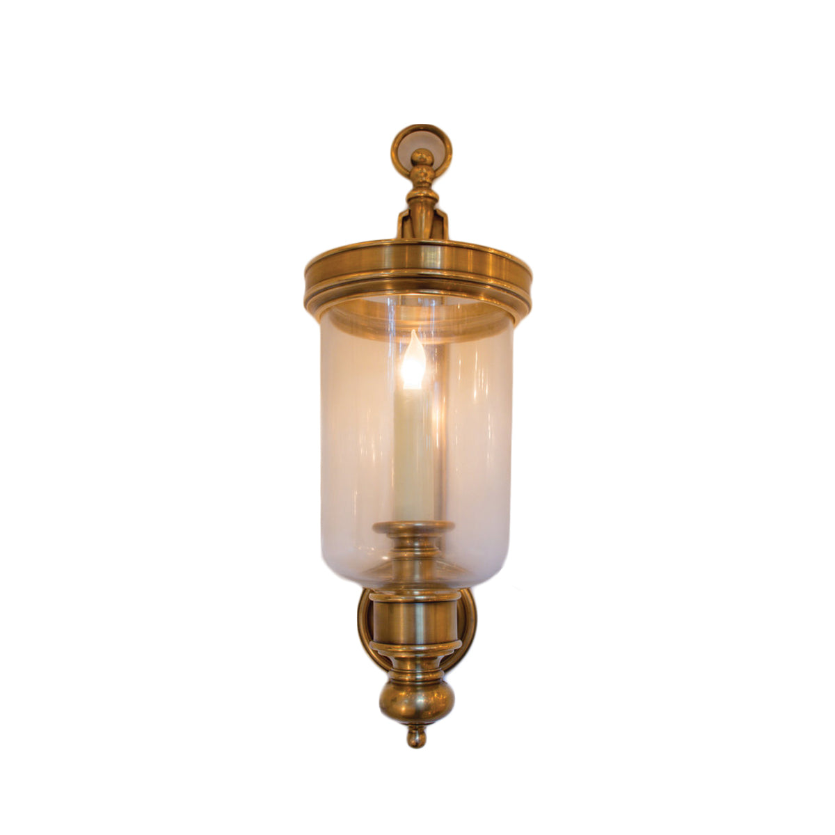 Small Georgian Hurricane Wall Sconce In Antique Burnished Brass