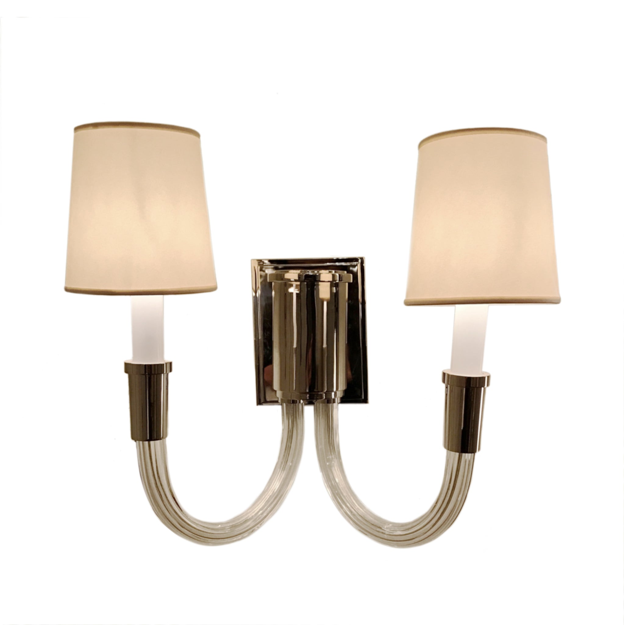 Vivian Double Sconce with Natural Paper Shade in Polished Nickel