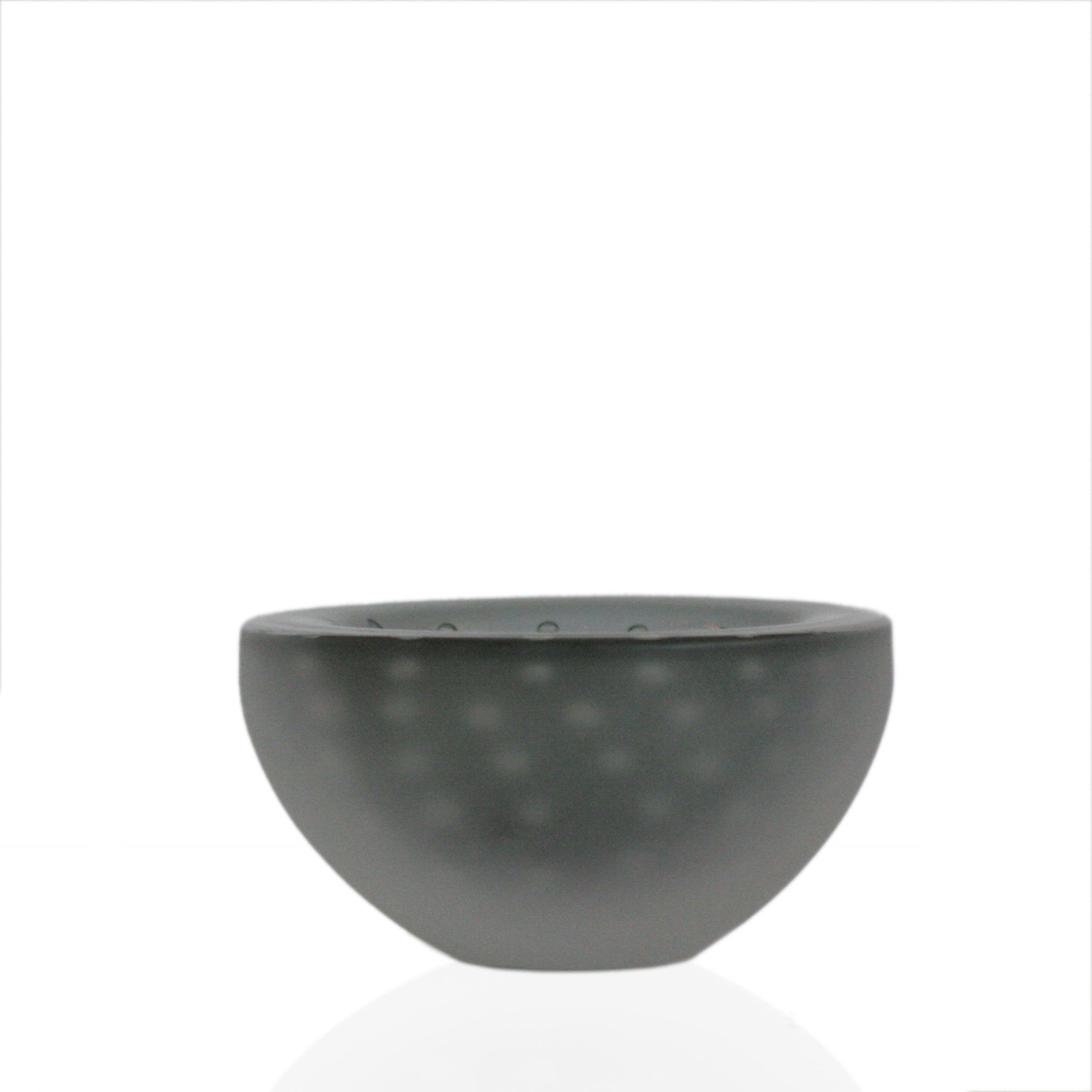 Small bowl in gray glass with bubble detail