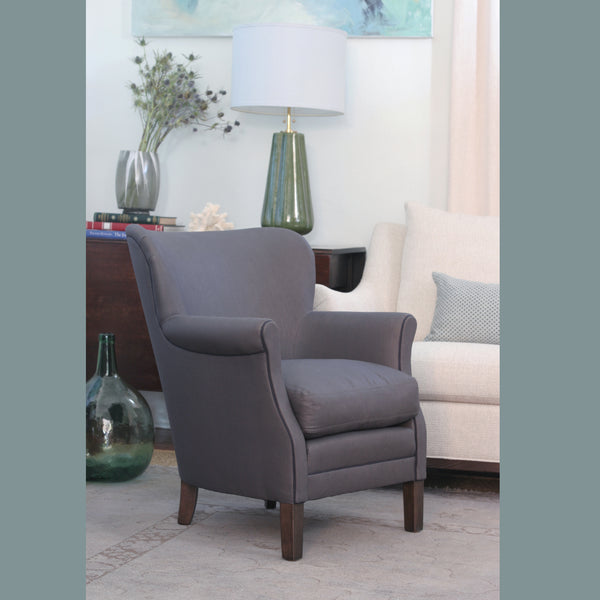 The Anna Occasional Chair by Lee Industries in navy polished cotton