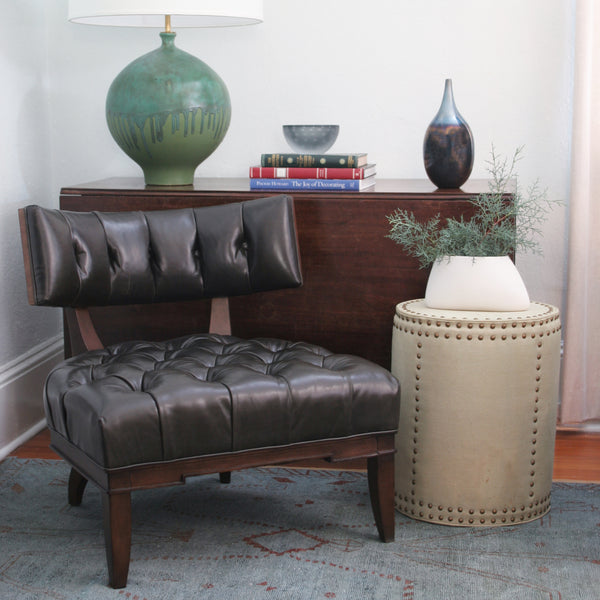 he Carlyle Chair by David Phoenix for Hickory Chair in chocolate leather