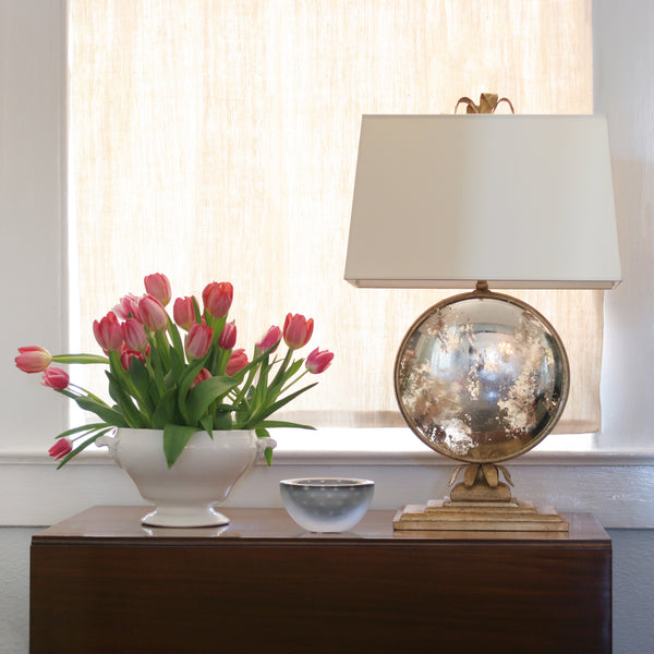 Gramercy Large Console Lamp in gilded iron with paper shade