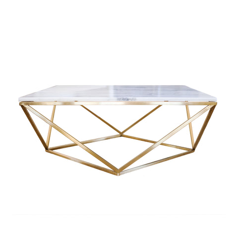 Alexander Cocktail table in White marble and gold-brushed stainless steel